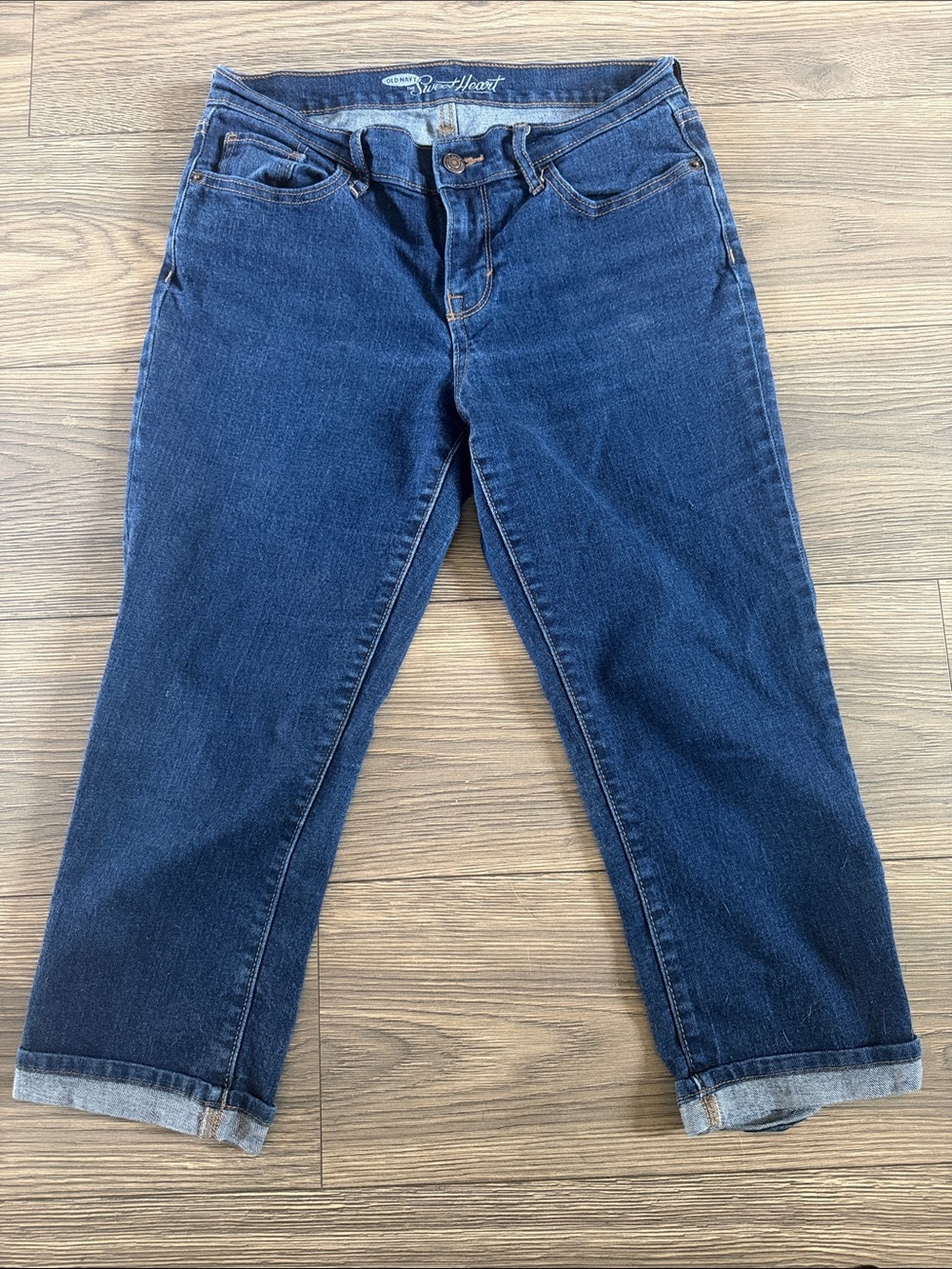 Old Navy Dark Indigo Cropped Straight-Leg Jeans
